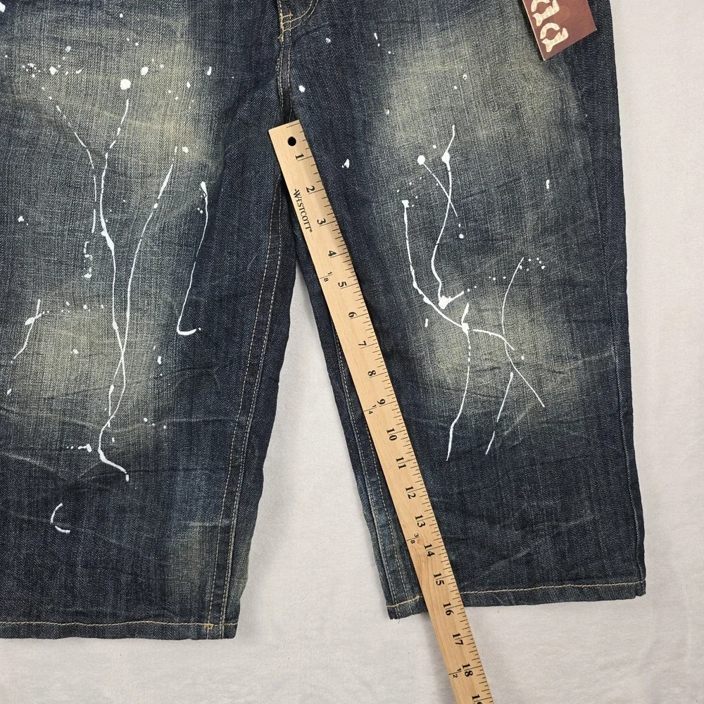 Mudd Girls Size 13 Dark Wash Paint Splatter Capri Bermuda Denim Jeans with Belt